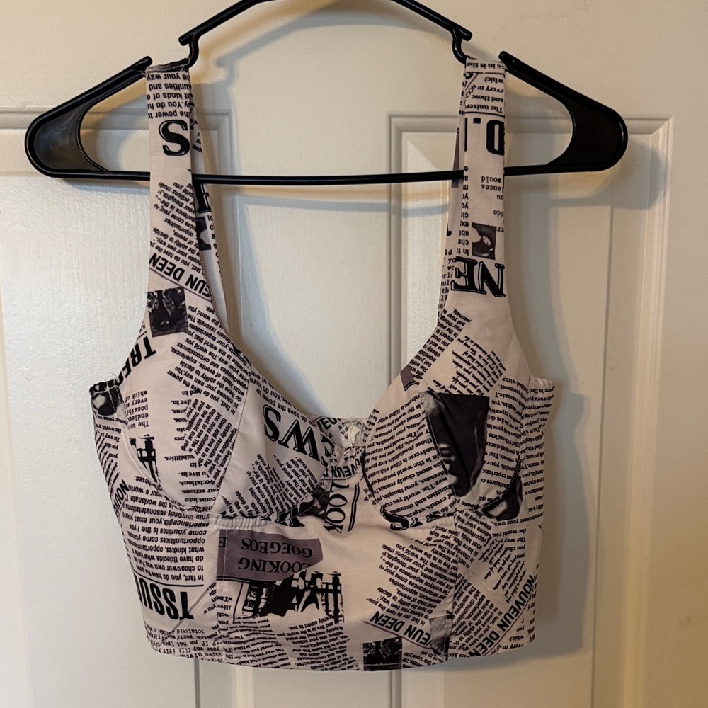 Newspaper Print Crop Top